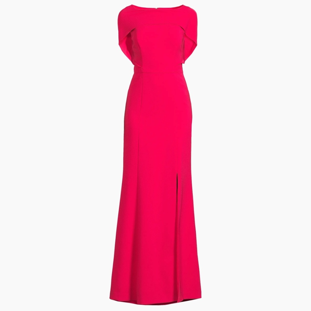 Kay Unger Tamara Capelet Mermaid Gown in Lipstick